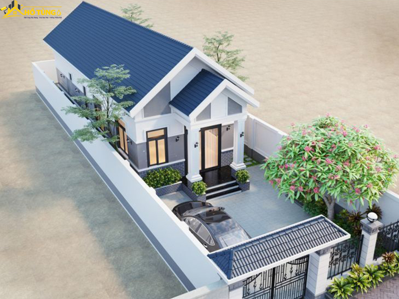Mẫu nhà cấp 4 gác lửng mái Thái phổ biến