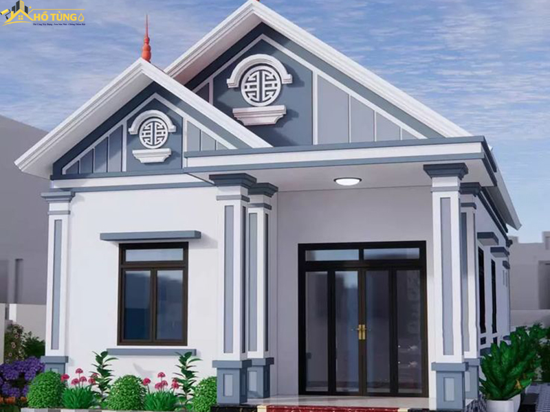 Mẫu nhà cấp 4 gác lửng mái Thái hiện đại