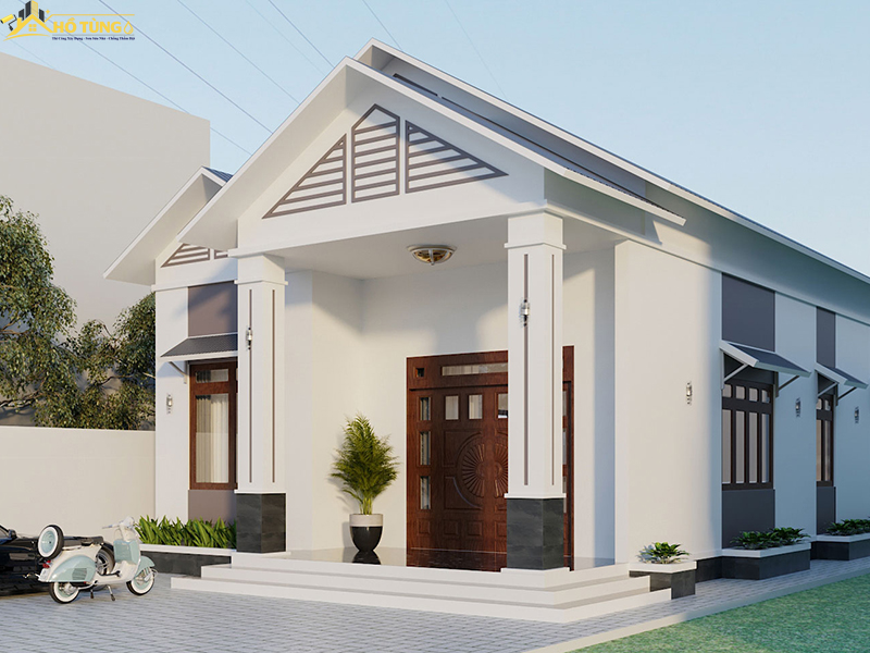Mẫu nhà cấp 4 gác lửng mái Thái đẹp ấn tượng