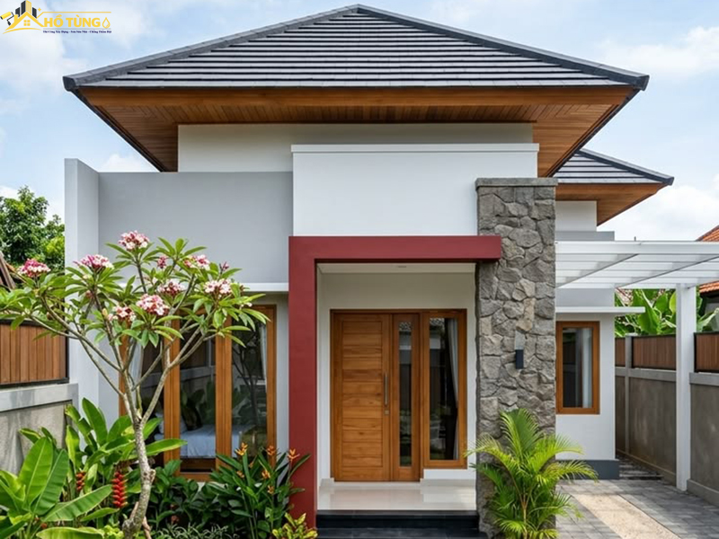 Mẫu nhà cấp 4 gác lửng mái Nhật sang trọng
