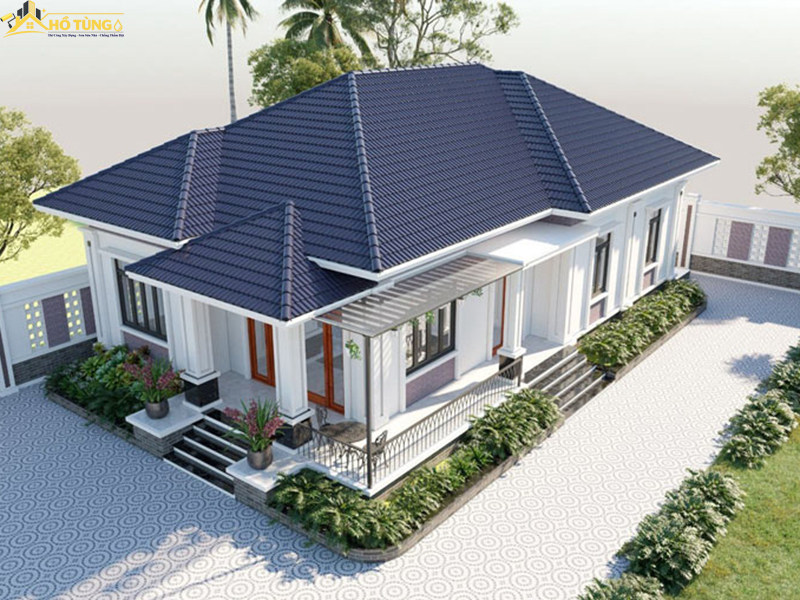 Mẫu nhà cấp 4 gác lửng mái Nhật thanh lịch